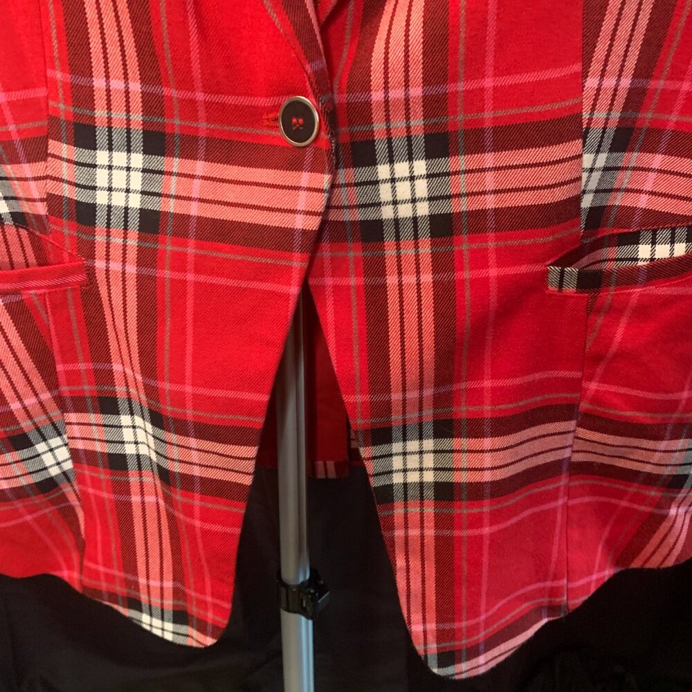❤️HP🌺🌟NY&C Haymarket Check Red Blazer XL Petite (ECU) - Picture 6 of 10